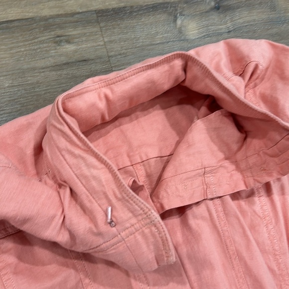 LL Bean Linen Utility Jacket Pink/Salmon Size Med Regular. Packable hood - Picture 7 of 16